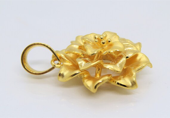 Best 24K Yellow Gold Pendant 999 Gold Big Flower Necklace Pendant Women gift