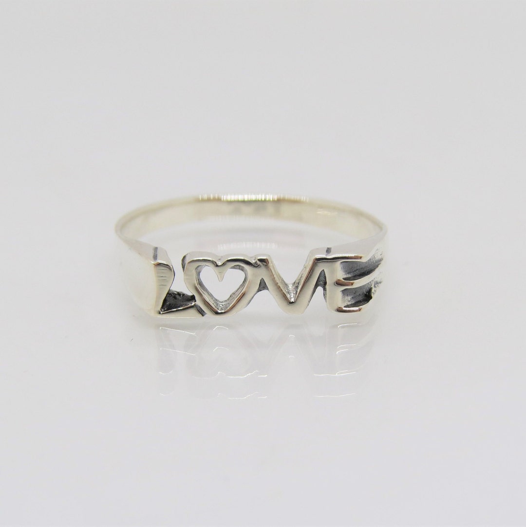Vintage Sterling Silver Love Ring Size 8 - Etsy