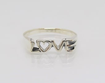 Vintage Sterling Silver Love Ring Size 8