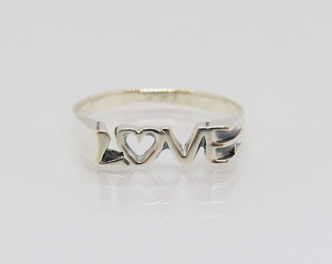 Vintage Sterling Silver Love Ring Size 8