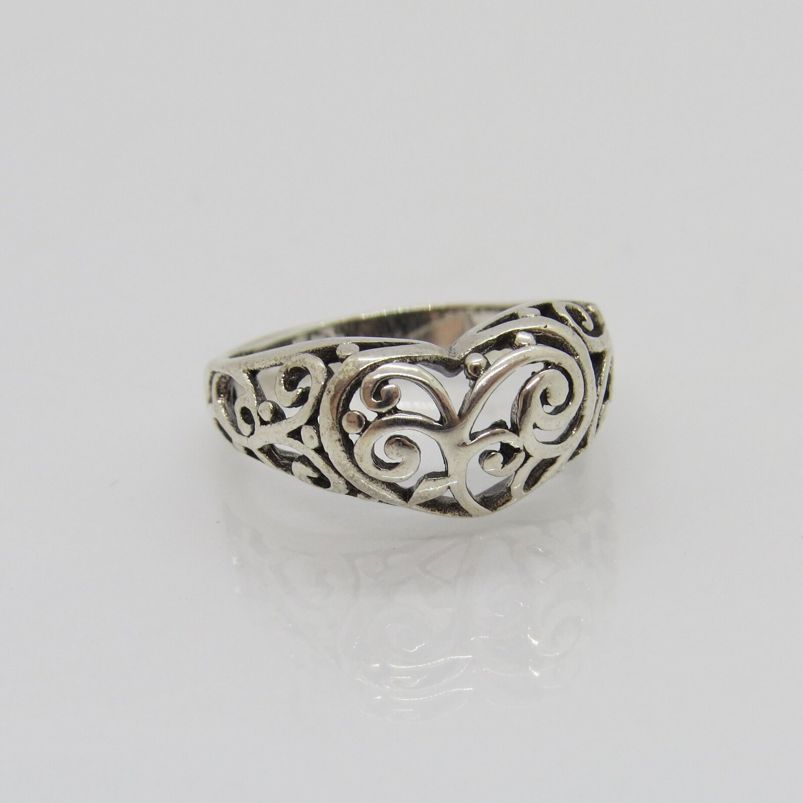 Vintage Sterling Silver Filigree Heart Ring Size 7 - Etsy