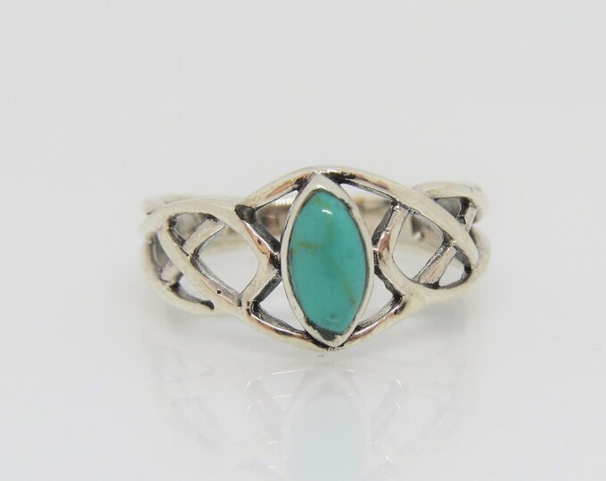 Vintage Sterling Silver Turquoise Celtic Ring Size 7