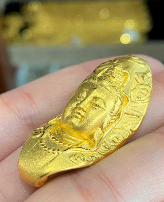 Vintage 24K 9999 Pure Gold 3D Kwan Yin, Quan Yin … - image 6