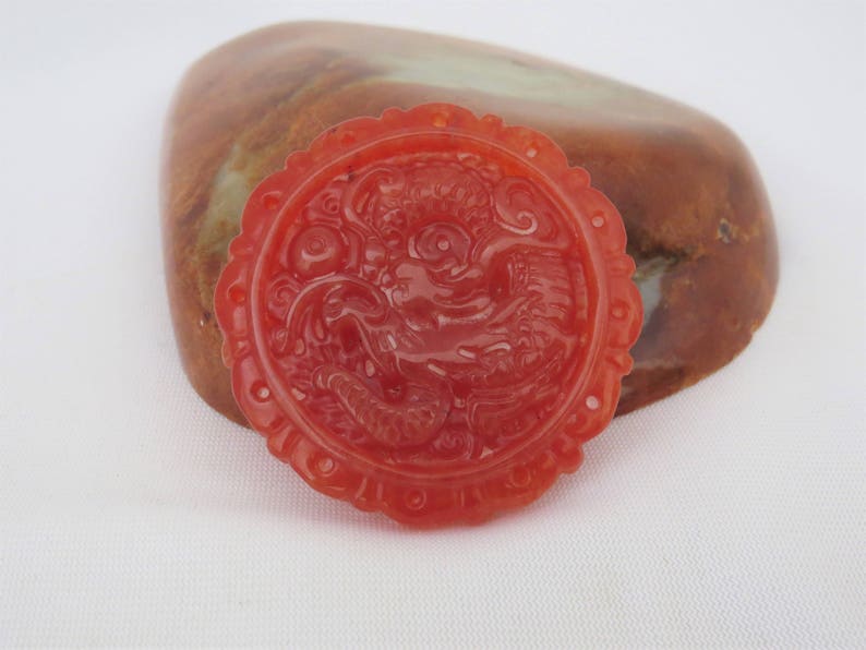 Vintage Carved Dragon Blood Red Jadeite Jade Loose Gemstone Etsy