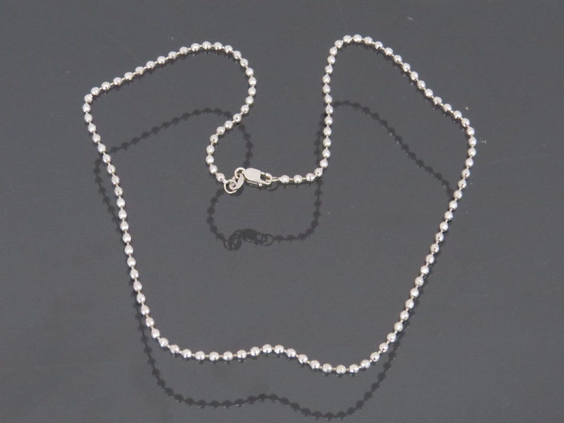 Vintage Italian 18K 750 Solid White Gold Ball Chain Necklace Etsy