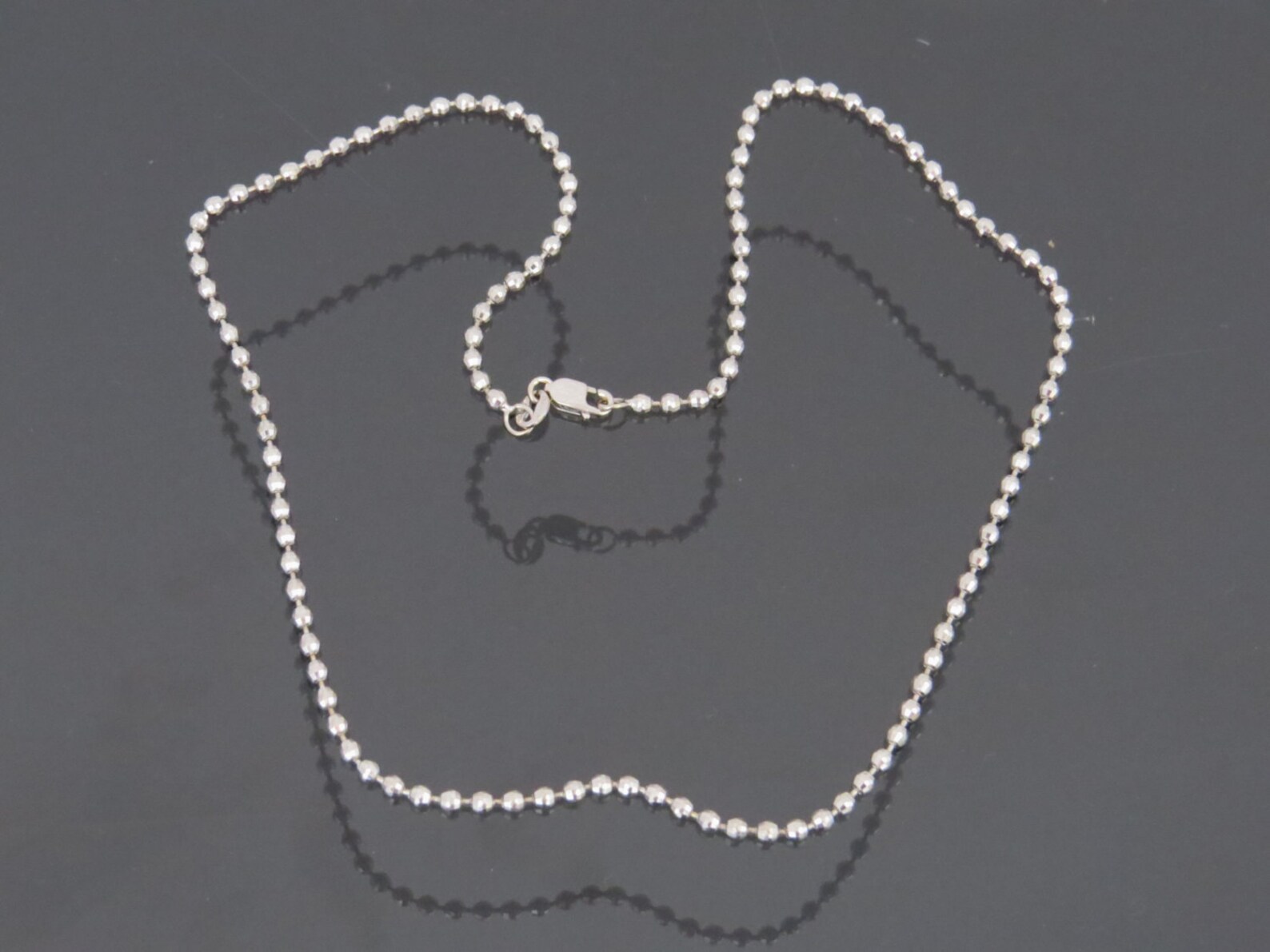 Vintage Italian 18K 750 Solid White Gold Ball Chain Necklace Etsy