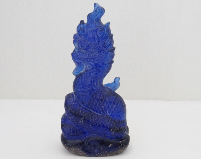 Antique 19th - 20th Century Carved NAGA GOD of Buddhism Blue Naga Eye 574Grams