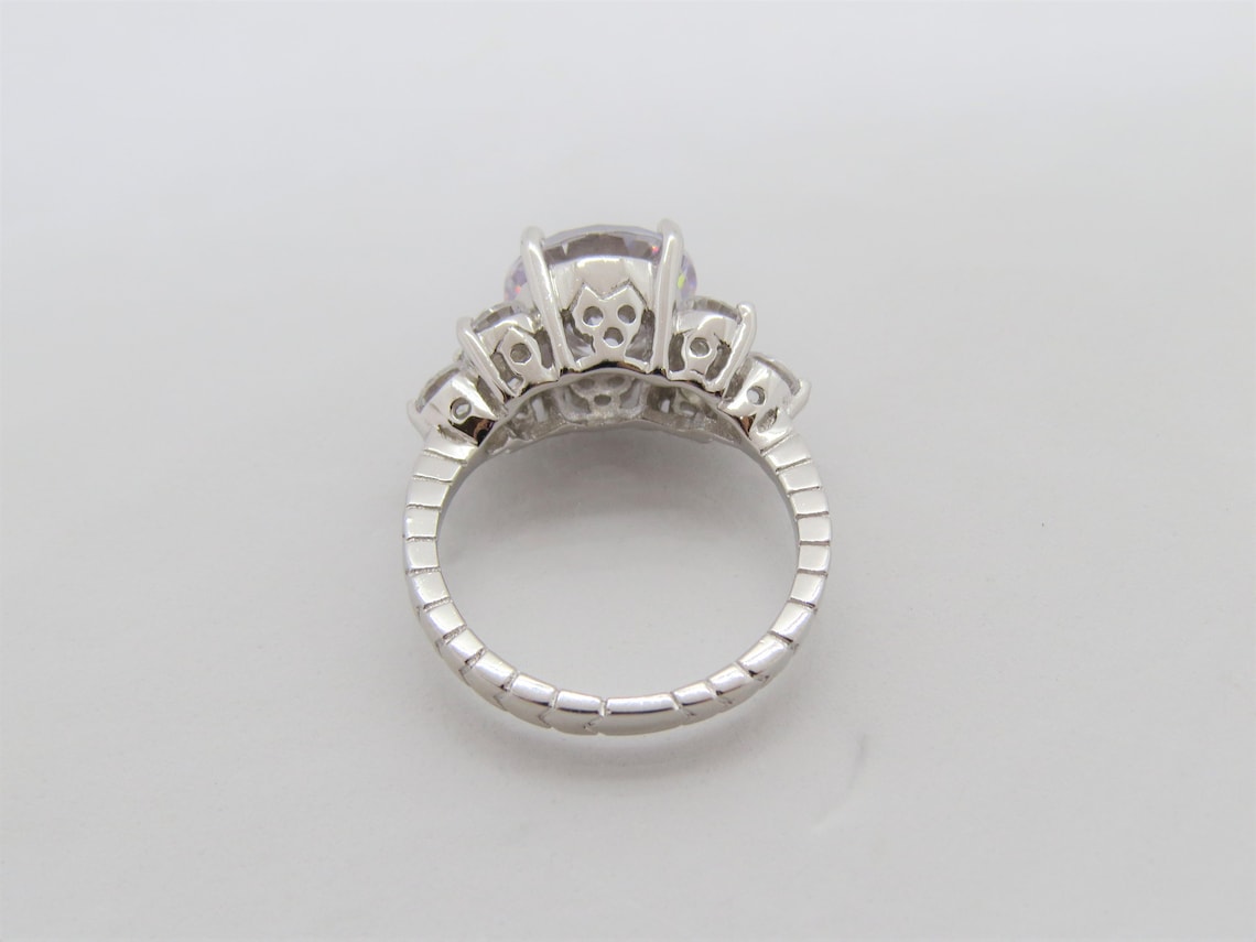 V3 Jewelry Sterling Silver with Natural Tanzanite and White Topaz Solitaire Ring