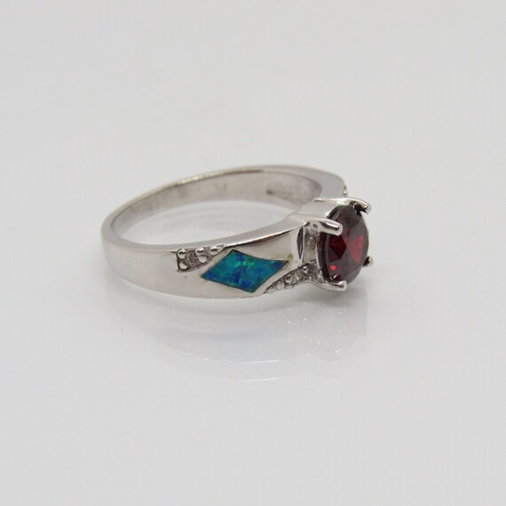 Vintage Sterling Silver Garnet, White Topaz & Blu… - image 4