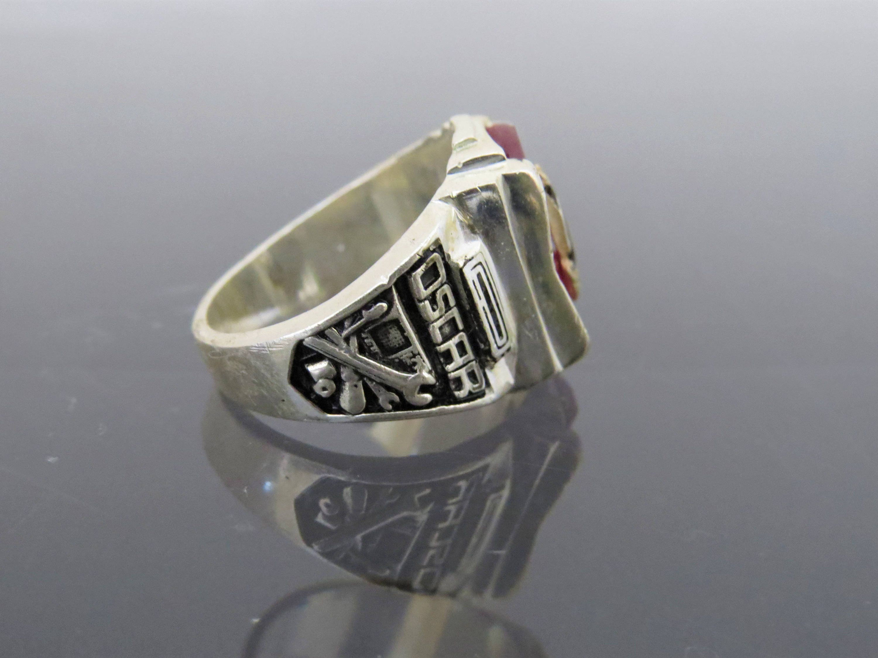 Vintage Sterling Silver High School Red Ruby Men's Ring - Etsy