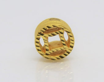 Pingente vintage em ouro puro 24 quilates (9999) com formato de moeda, ideal para pulseira.