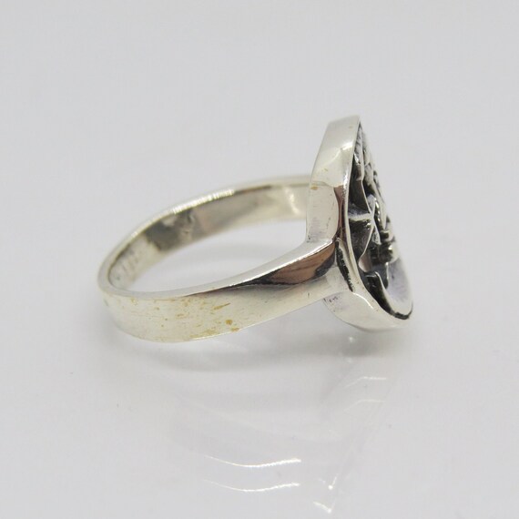 Vintage Sterling Silver Moon & Star Ring Size 9 - image 4