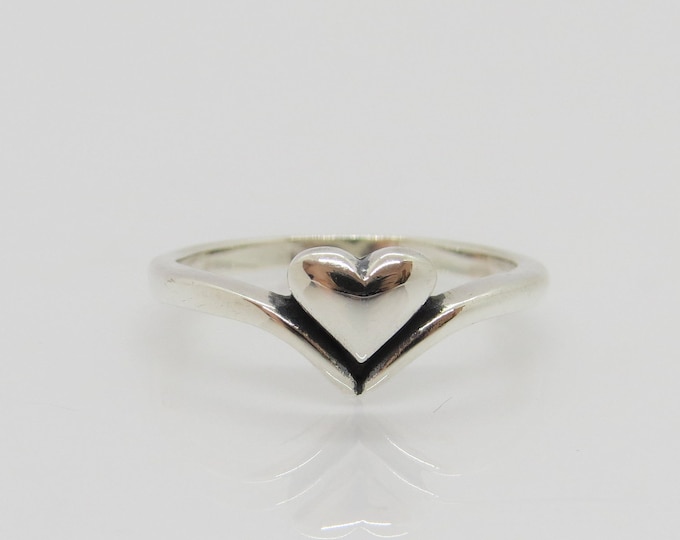 Vintage Sterling Silver Heart Ring Size 7