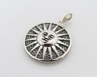 Vintage Sterling Silver Sun Charm Pendant