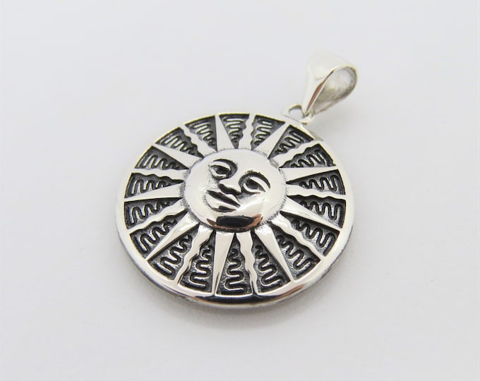 Vintage Sterling Silver Sun Charm Pendant