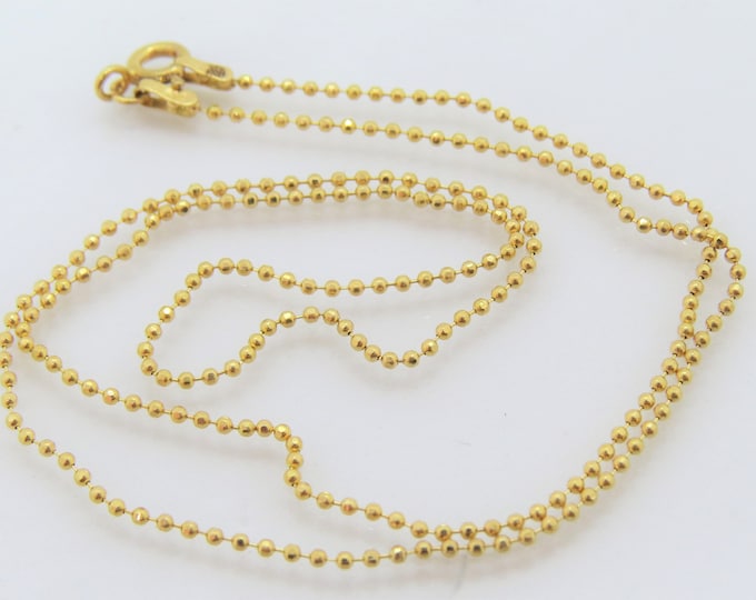 Vintage 15K Yellow Gold Ball Link Chain Necklace 17''