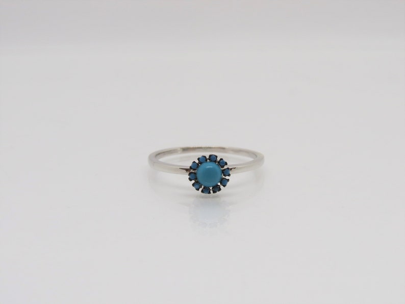 Vintage Sterling Silver Turquoise Flower Ring Size 9