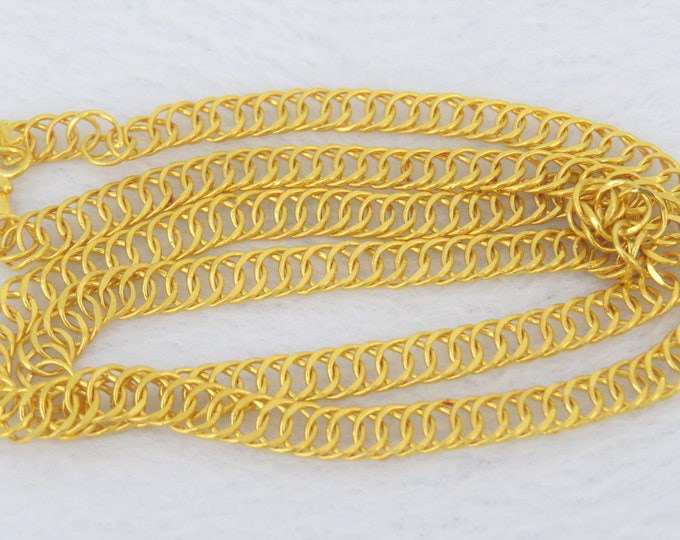 Vintage 24K 980 Yellow Gold Cuban Link Chain Necklace 17''