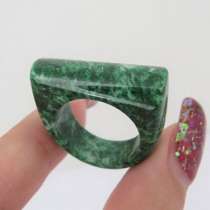 Vintage Translucent Natural Floral Green Jadeite Jade Saddle Band Ring Size 7