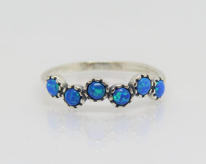 Vintage Sterling Silver Blue Opal Ring Size 7
