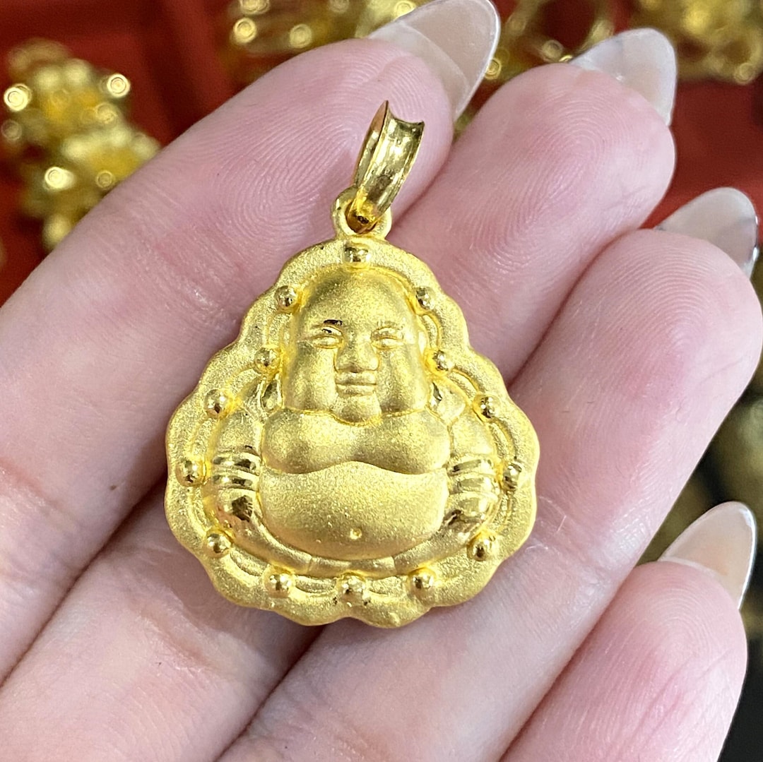 【happy.life.0425.1219】ラジャス99.99% 純金 Vintage 24K 999 Pure Gold Laughing Buddha, Happy Buddha Pendant