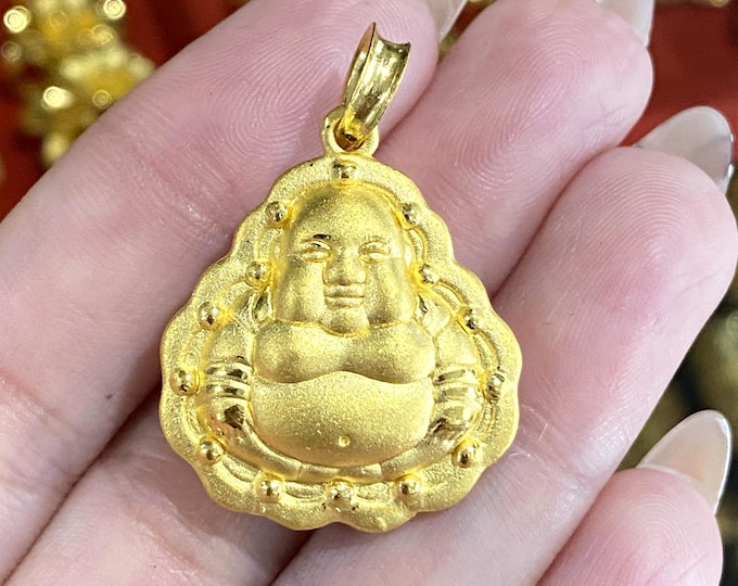 Vintage 24K 999 Pure Gold Laughing Buddha, Happy Buddha Pendant.
