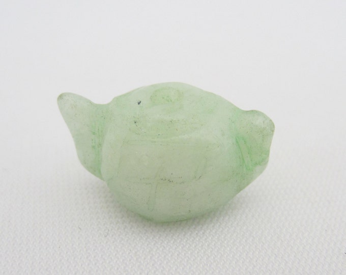 Vintage Natural Jade Jadeite Carved Teapot Bead Charm Pendant