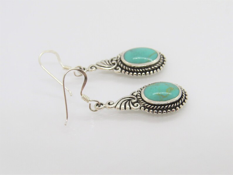 Vintage Sterling Silver Turquoise Dangle Earrings Etsy