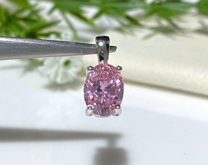 Sterling Silver Pink Sapphire Pendant 7MM
