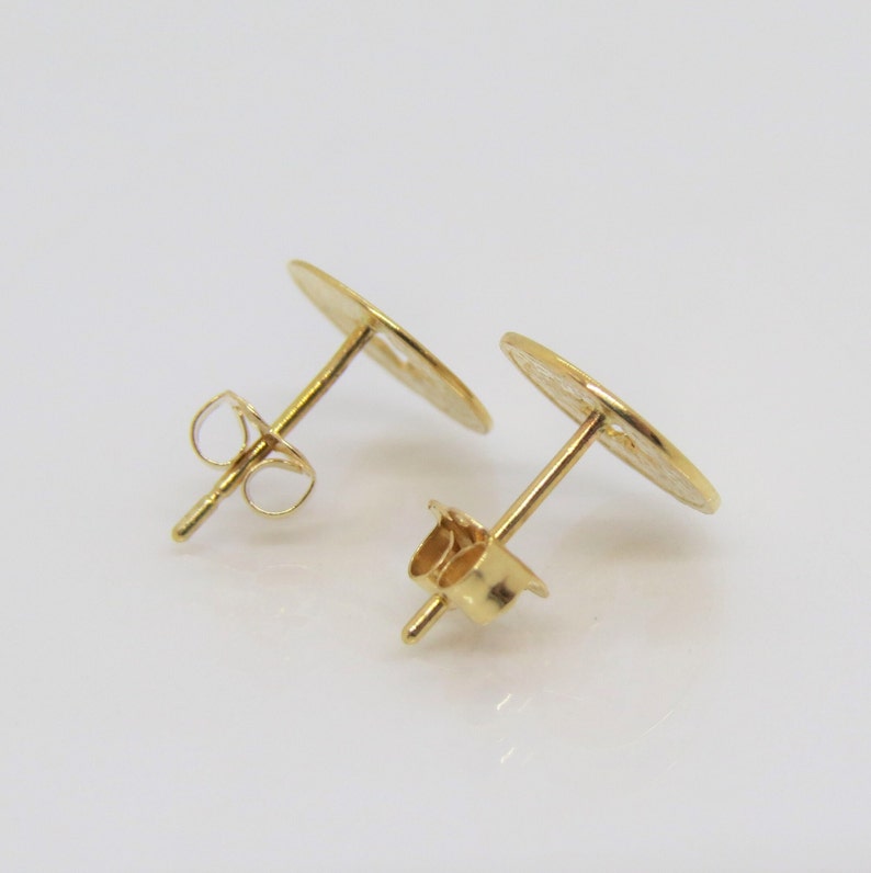Vintage 14K Solid Yellow Gold Compass Stud Earrings image 5