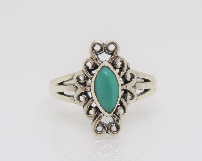 Vintage Sterling Silver Turquoise Celtic Ring Size 8