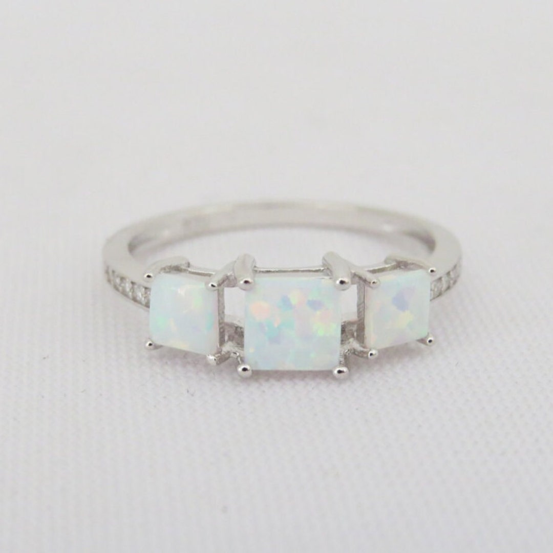 Vintage Sterling Silver Fire Opal & White Topaz Ring Size 7 - Etsy