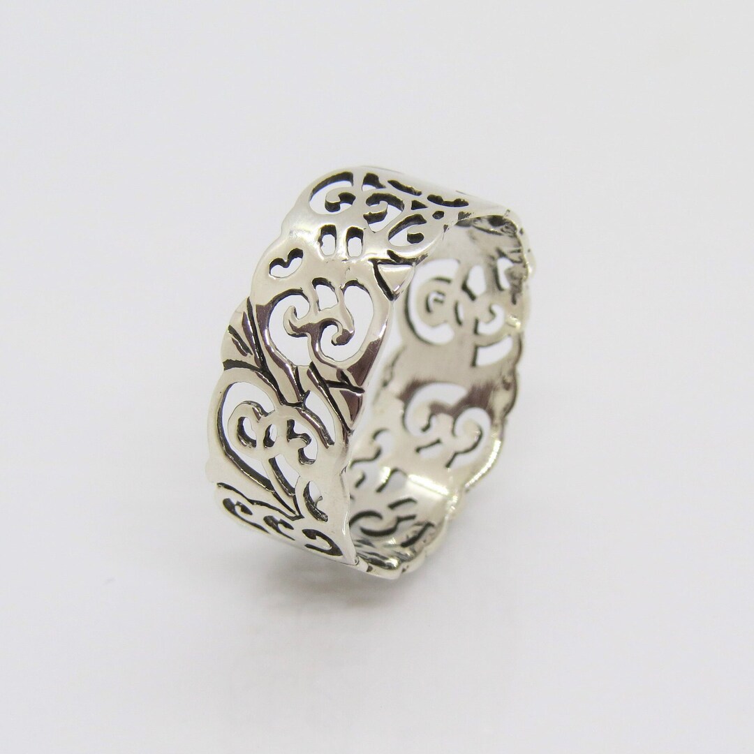 Vintage Sterling Silver Filigree Band Ring Size 8 - Etsy