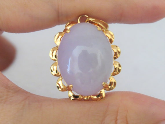 Vintage 18K Solid Yellow Gold Translucent Oval Pu… - image 7
