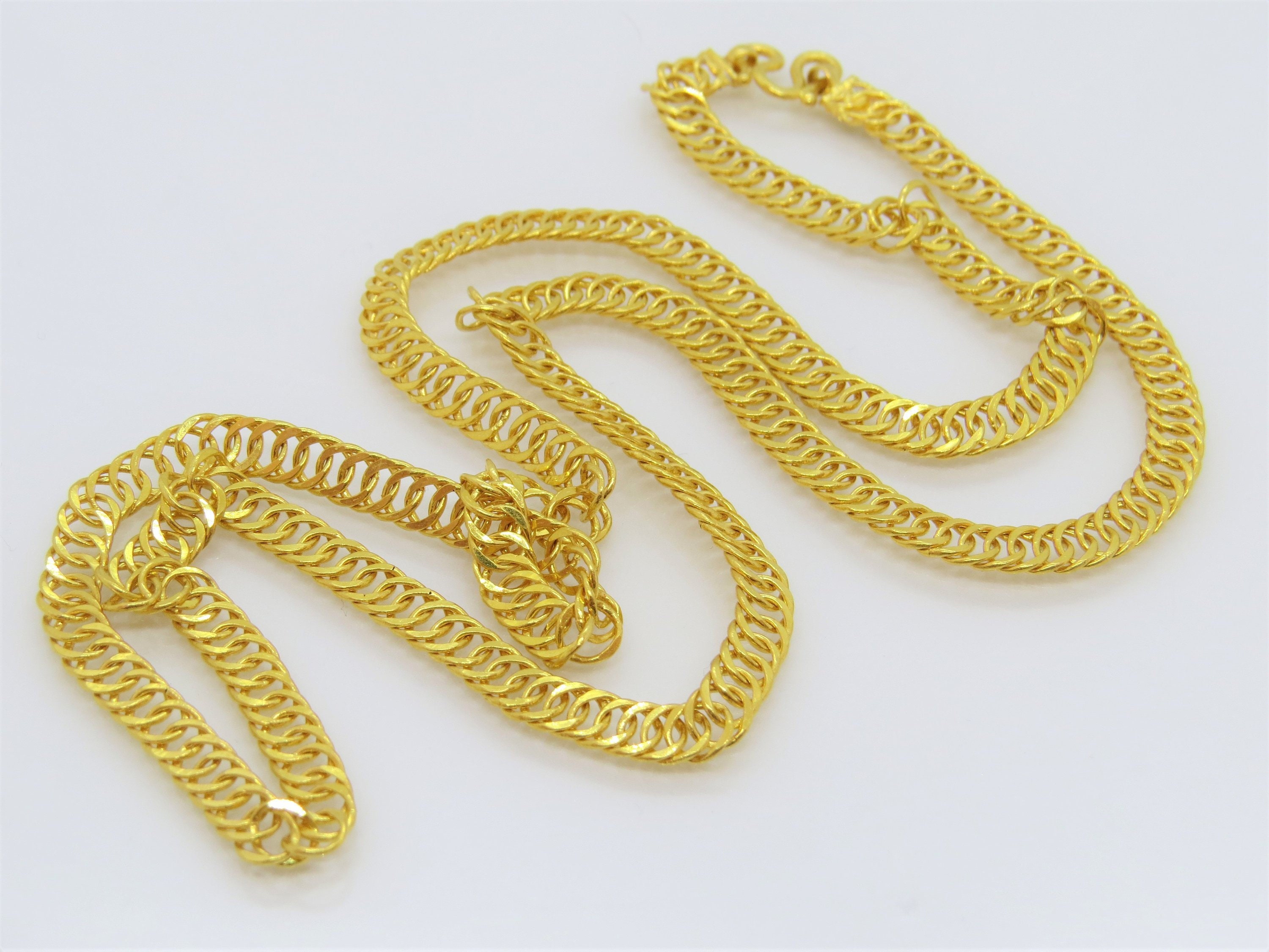 Vintage 24K 980 Solid Gold Cuban Link Chain Necklace | Etsy