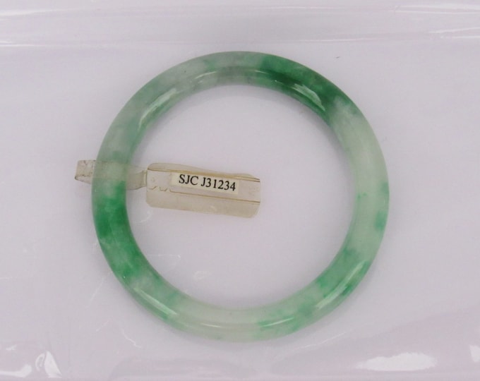 Vintage Translucent Natural Emerald Green Jadeite Jade Bangle Bracelet 52.6MM