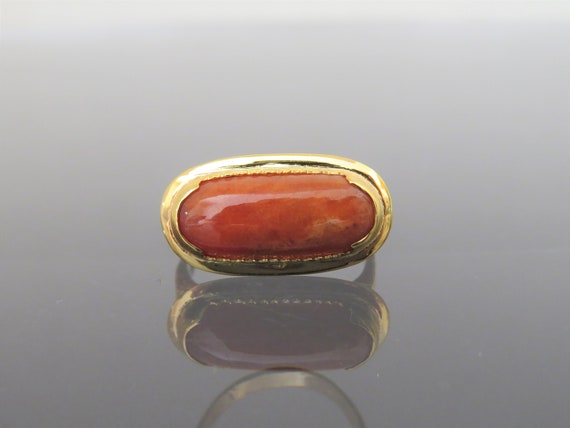 Vintage 18K Yellow Gold Red Jade Jadeite Jade Sadd