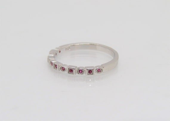 Vintage Sterling Silver Round cut Ruby Band Ring … - image 4