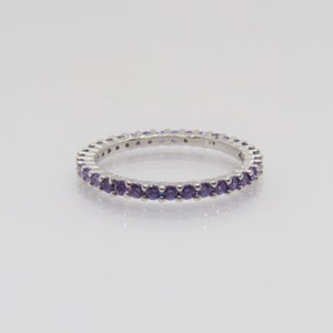 Sterling Silver Round cut Amethyst Eternity Band Ring Size 7