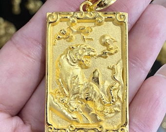 Vintage 24K 999 Pure Gold Tiger Year of Tiger Pendant. - Etsy Vintage 24K 999 Pure Gold Tiger Year of Tiger Pendant. - Etsy