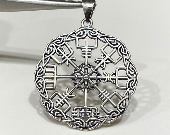 Sterling Silver .925 Viking Compass Pendant.