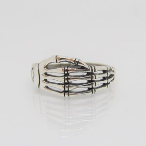 Bague main squelette en argent sterling vintage, taille 5