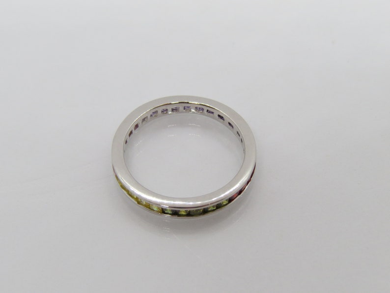 Vintage Sterling Silver Mixed Gemstone Eternity Band Ring Size 8
