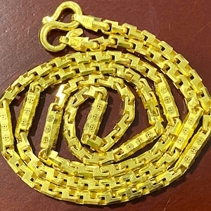 23K 980 Pure Gold Money Coin Rolo Link Chain Necklace 19'' Length