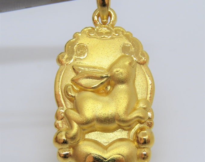 24K 9999 Pure Gold Bunny, Rabit Zodiac Pendant