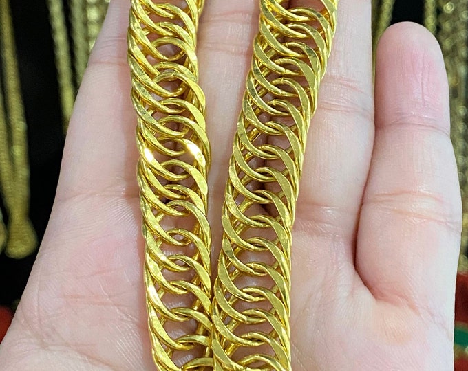 Vintage 24K 980 Solid Gold Link Chain Bracelet 7''