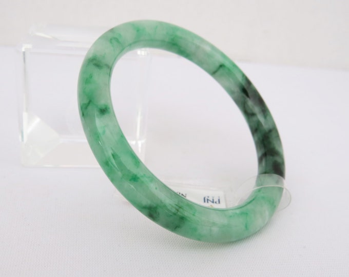 Vintage Translucent Natural Emerald Green Jadeite Jade Bangle Bracelet 53MM