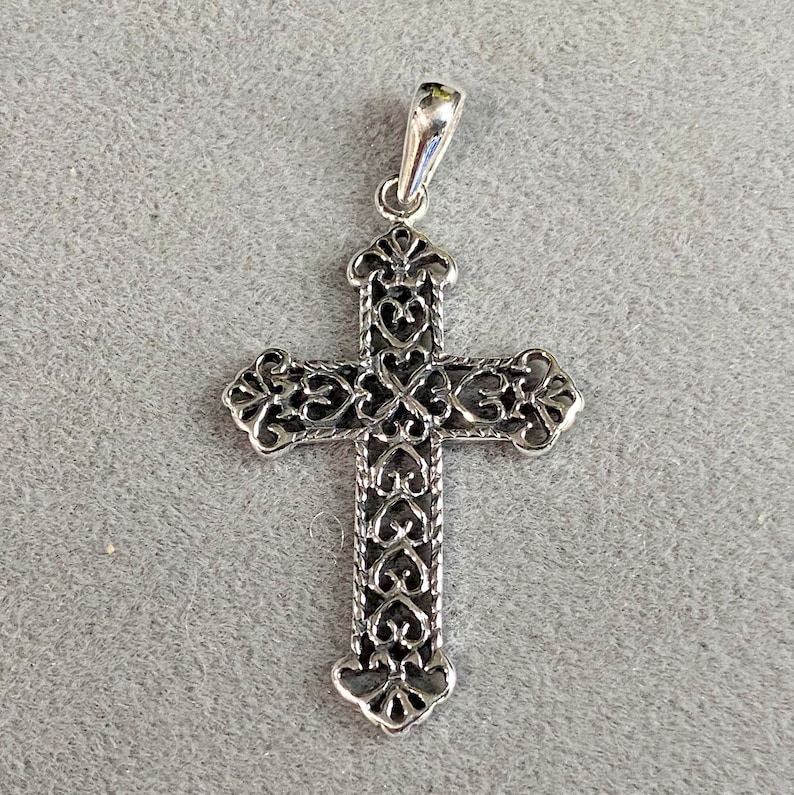 Vintage Sterling Silver Filigree Cross Pendant. - Etsy