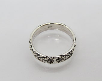 Bague Argent Floral Vintage Sculptée - Taille 58, Argent 925, Occasion