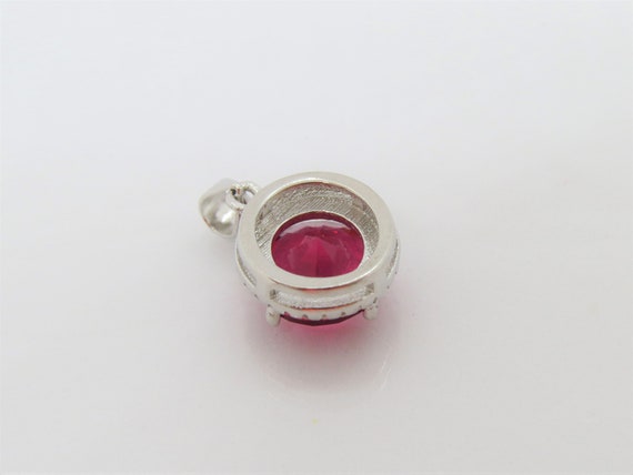 Vintage Sterling Silver Ruby & White Topaz Pendant - image 4